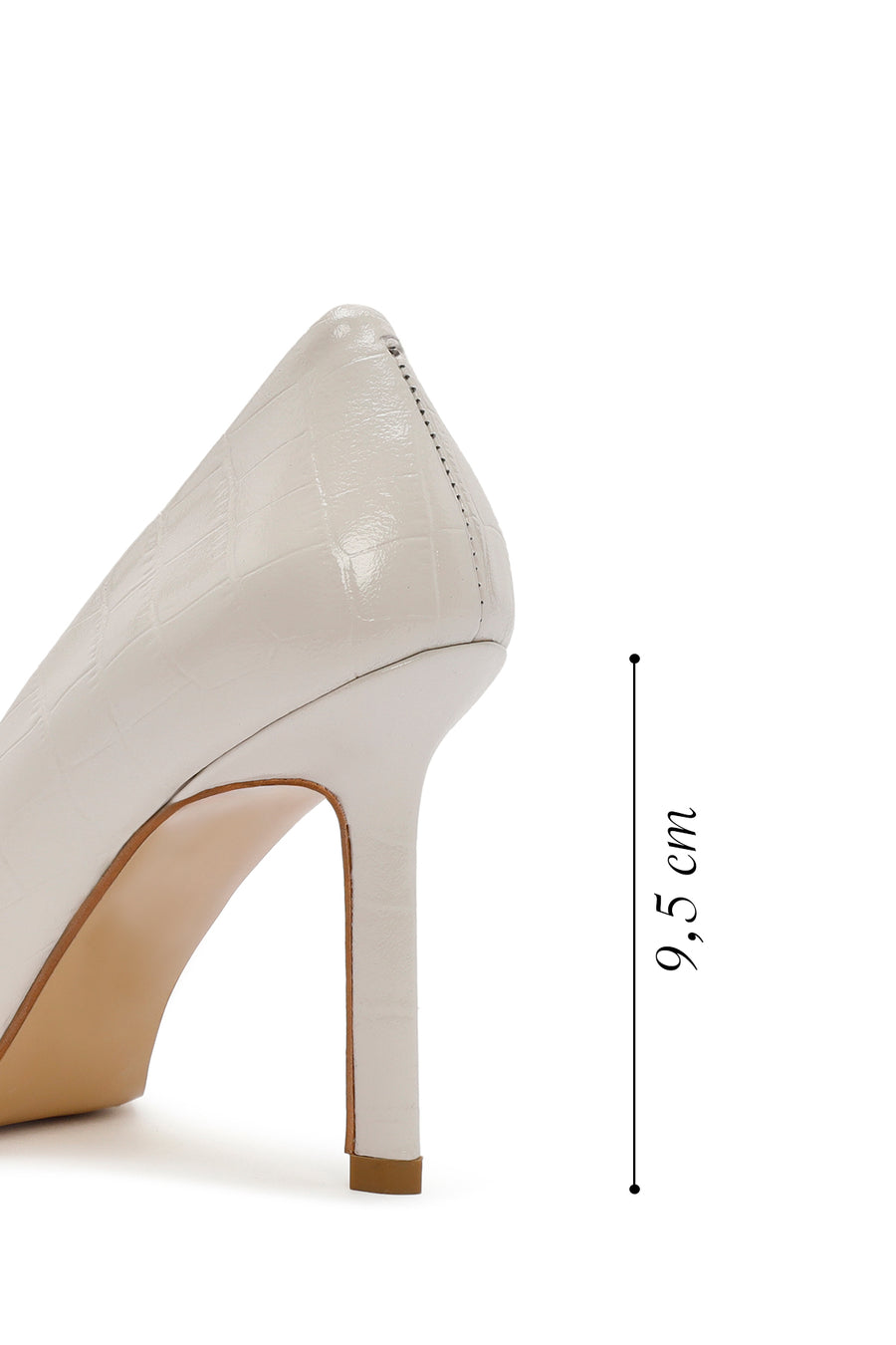 Kadın Bej İnce Topuklu Kroko Desenli Deri Stiletto