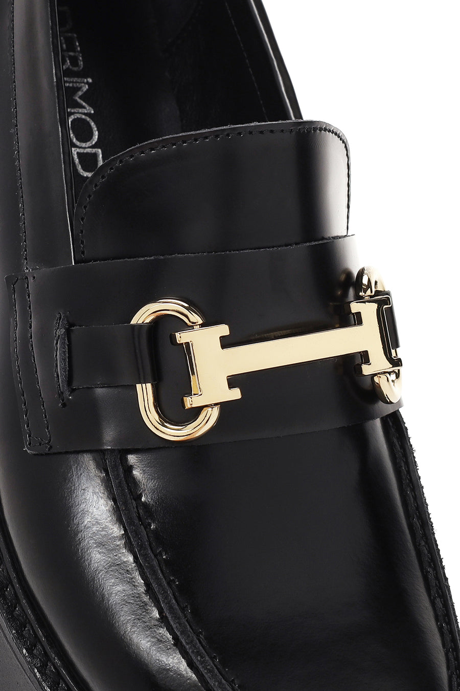 Women's Black Thick Soled Leather Masculine Loafer