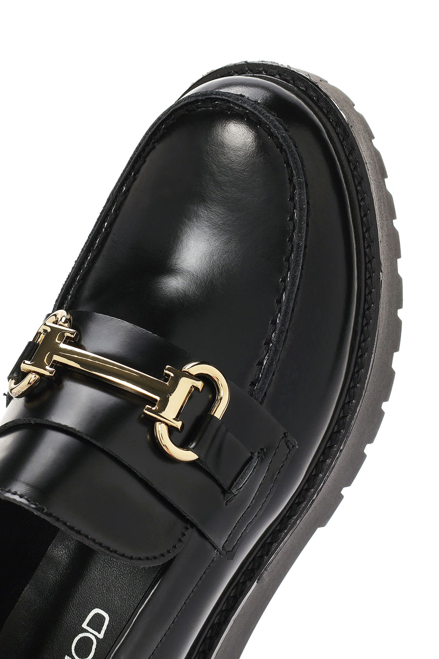 Women's Black Thick Soled Leather Masculine Loafer