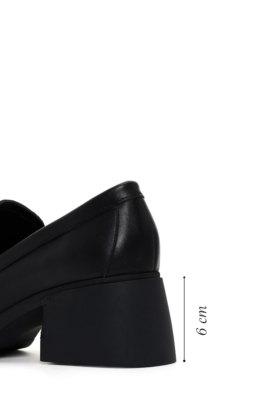 Women's Black Thick Heeled Leather Masculine Loafer