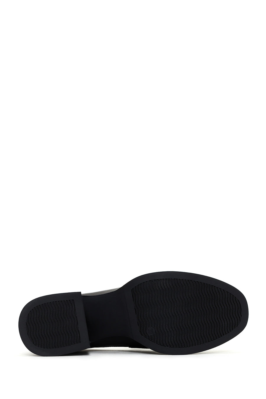 Women's Black Thick Heeled Leather Masculine Loafer