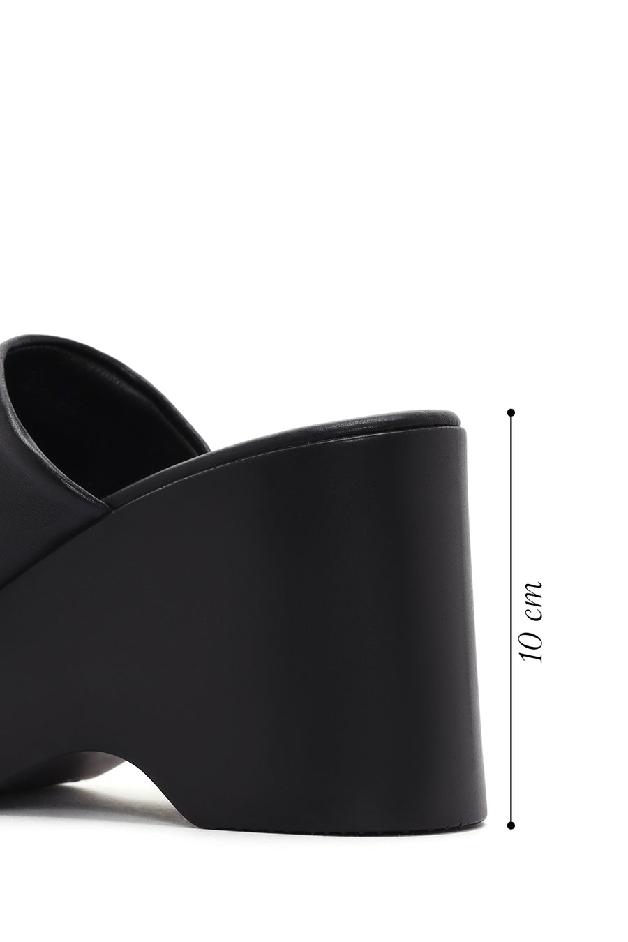 Women's Black Wedge Heeled Leather Slippers
