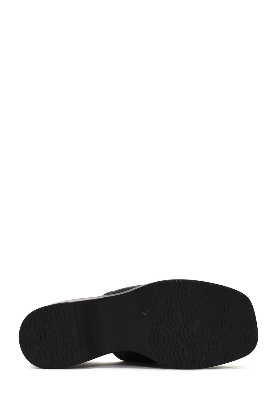 Women's Black Wedge Heeled Leather Slippers