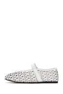 Women's White Strap Leather Ballerinas | Derimod