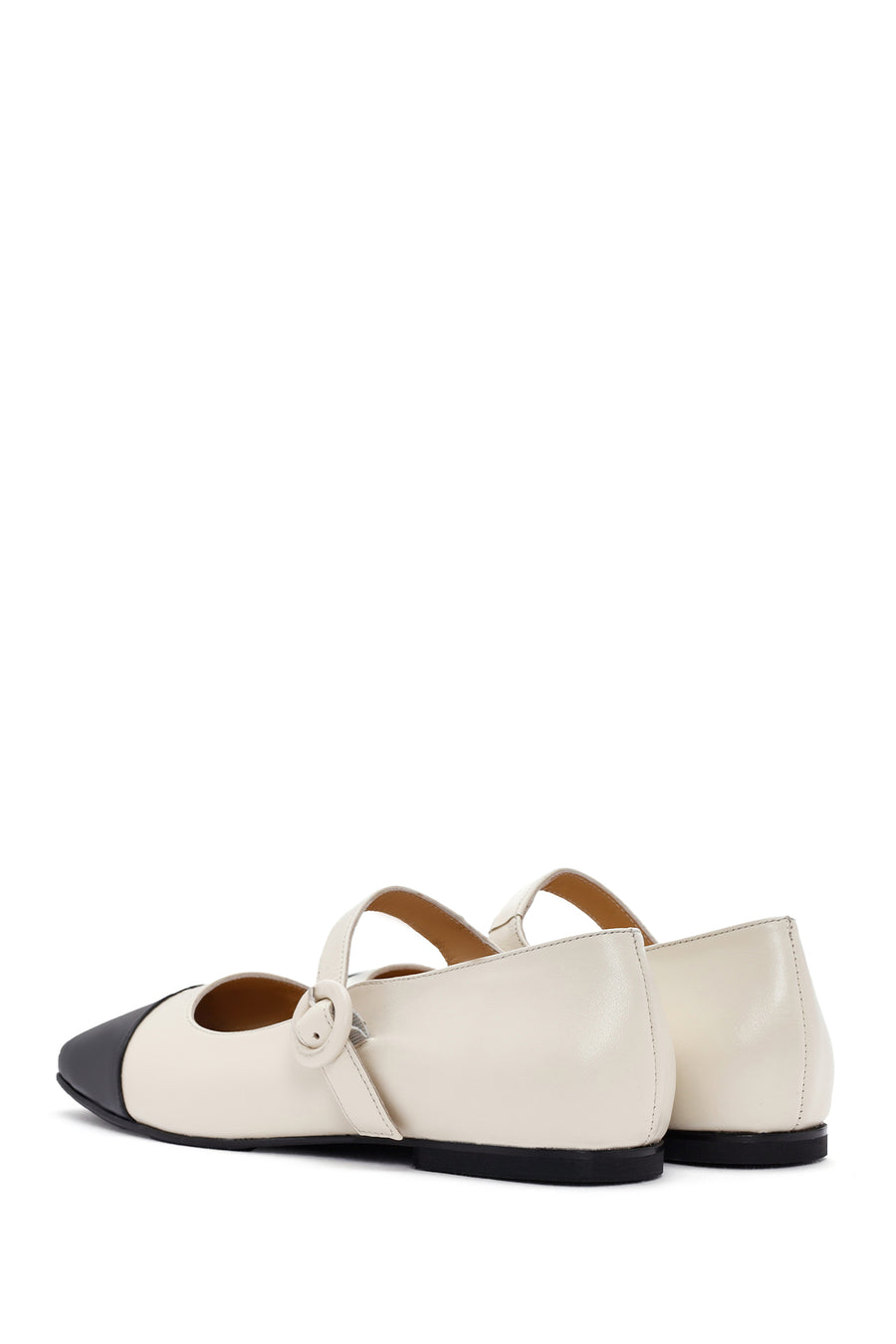 Women's Cream Banded Leather Ballerinas