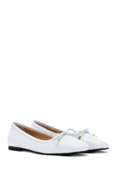 Women's White Leather Ballerinas | Derimod