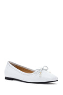 Women's White Leather Ballerinas | Derimod