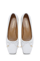 Women's White Leather Ballerinas | Derimod