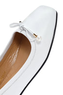 Women's White Leather Ballerinas | Derimod