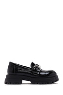 Kadın Siyah Rugan Deri Maskülen Loafer | Derimod
