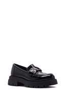 Kadın Siyah Rugan Deri Maskülen Loafer | Derimod