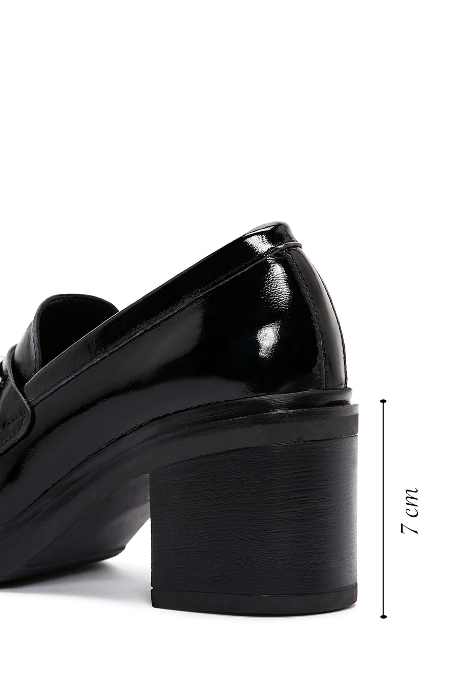 Women's Black Thick Heeled Leather Masculine Loafer
