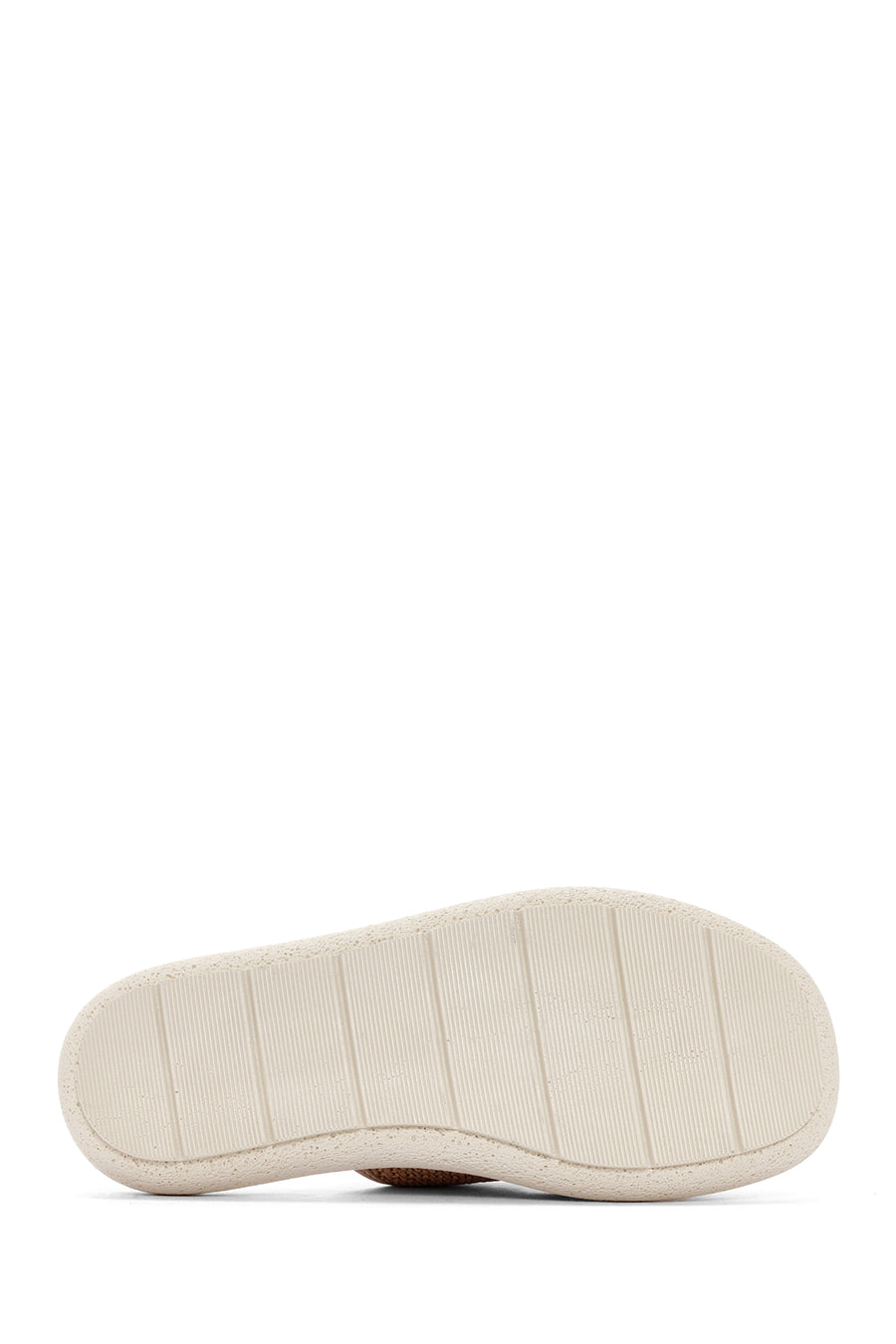 Women's Beige Double Buckle Straw Leather Slippers