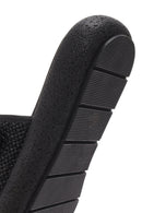 Women's Black Double Buckle Straw Leather Slippers | Derimod