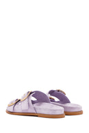 Women's Purple Buckle Suede Leather Slippers | Derimod