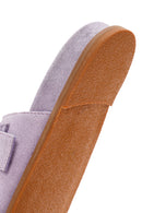 Women's Purple Buckle Suede Leather Slippers | Derimod