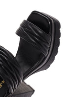 Women's Black Platform High Heel Leather Sandals | Derimod