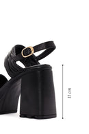 Women's Black Platform High Heel Leather Sandals | Derimod