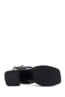 Women's Black Platform High Heel Leather Sandals | Derimod