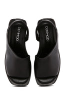 Women's Black Wedge Heeled Leather Sandals | Derimod