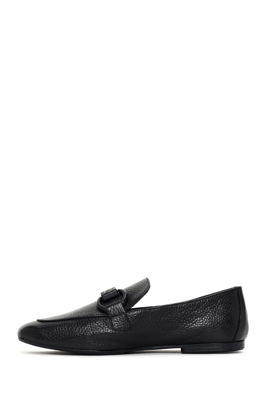 Women's Black Leather Masculine Loafer