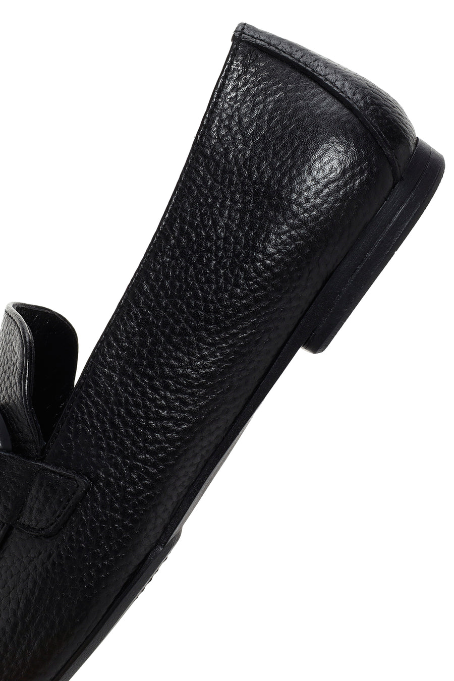 Women's Black Leather Masculine Loafer