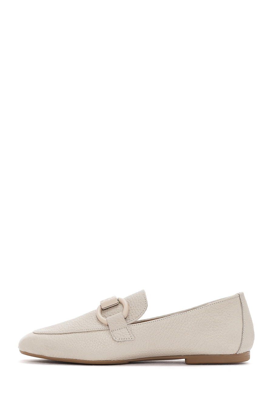 Women's Cream Leather Masculine Loafer