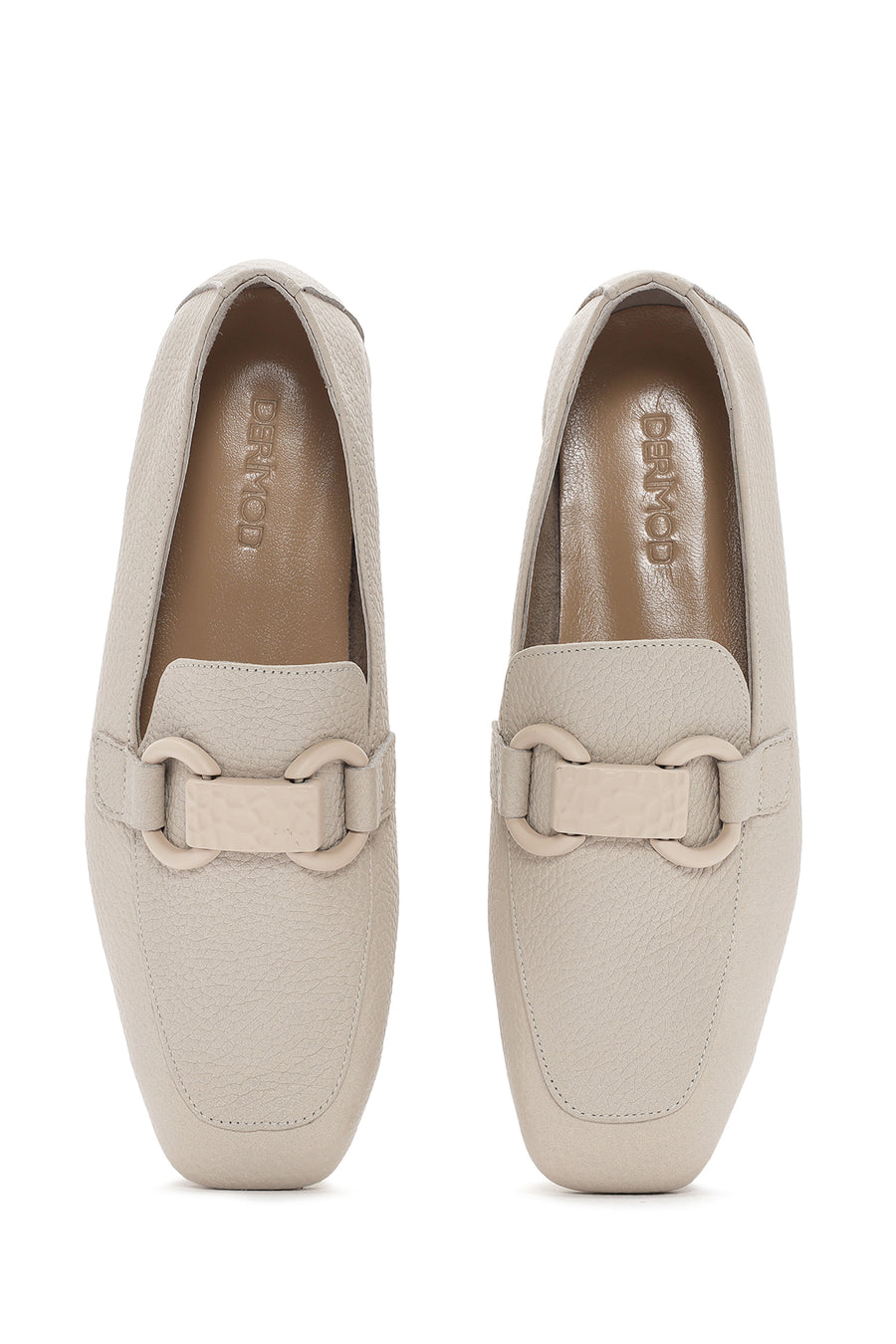 Women's Cream Leather Masculine Loafer