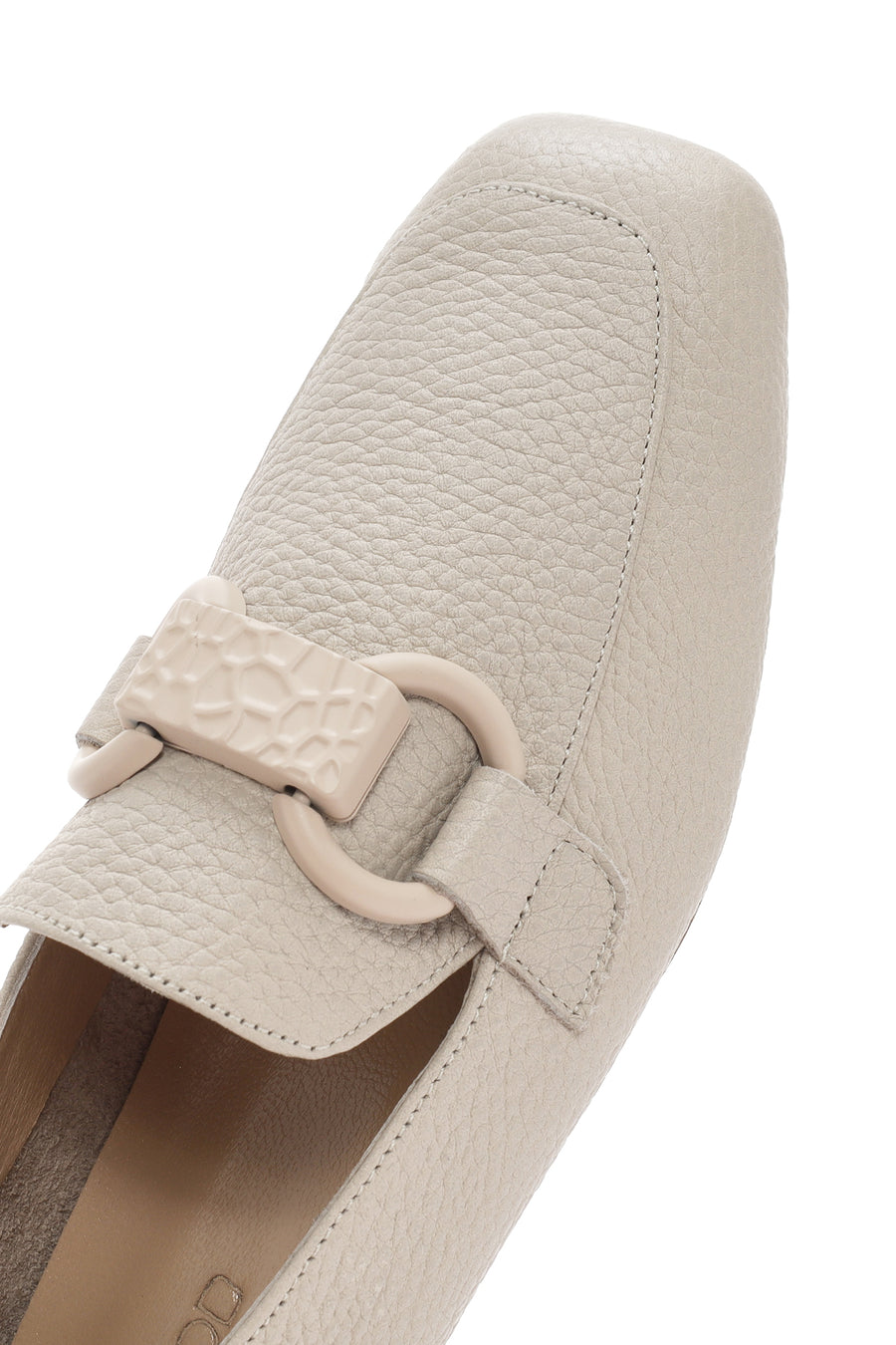 Women's Cream Leather Masculine Loafer