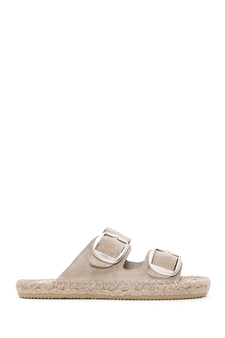 
Women's Grey Double Buckle Suede Leather Espadrille
 24SFD205010 | Derimod