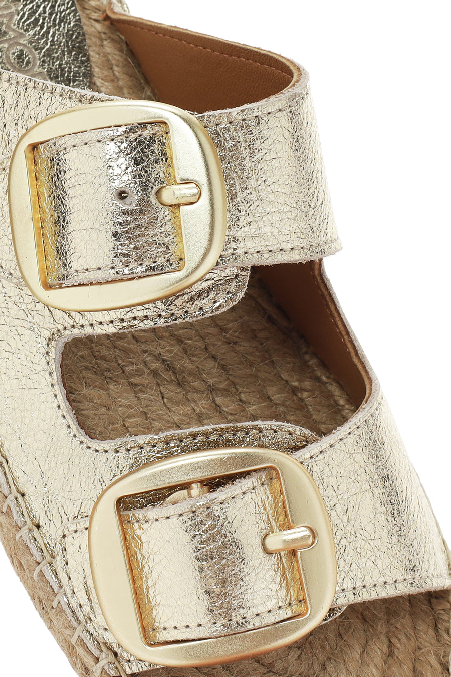 Women's Gold Leather Espadrille Slippers