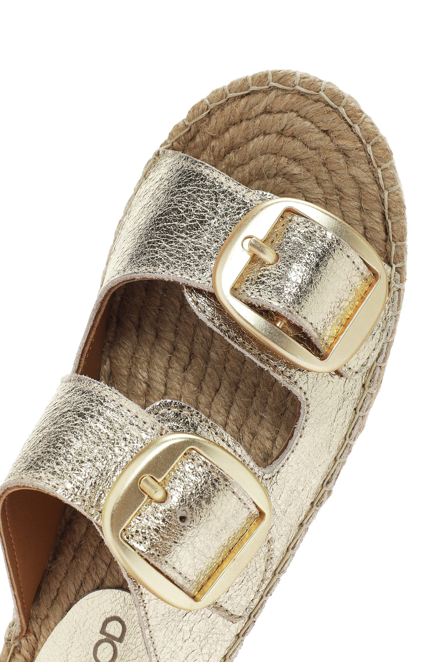 Women's Gold Leather Espadrille Slippers