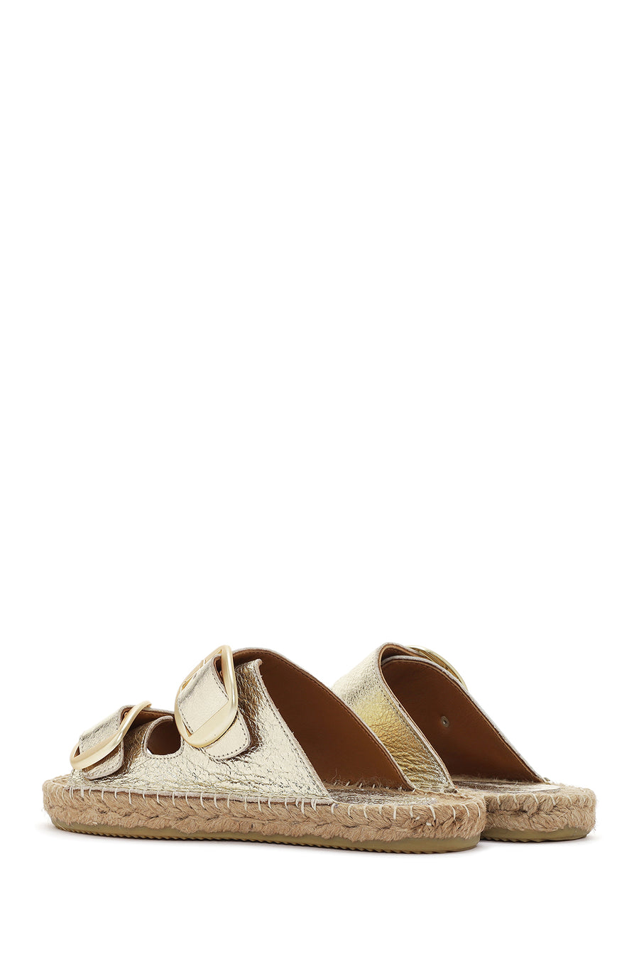 Women's Gold Leather Espadrille Slippers