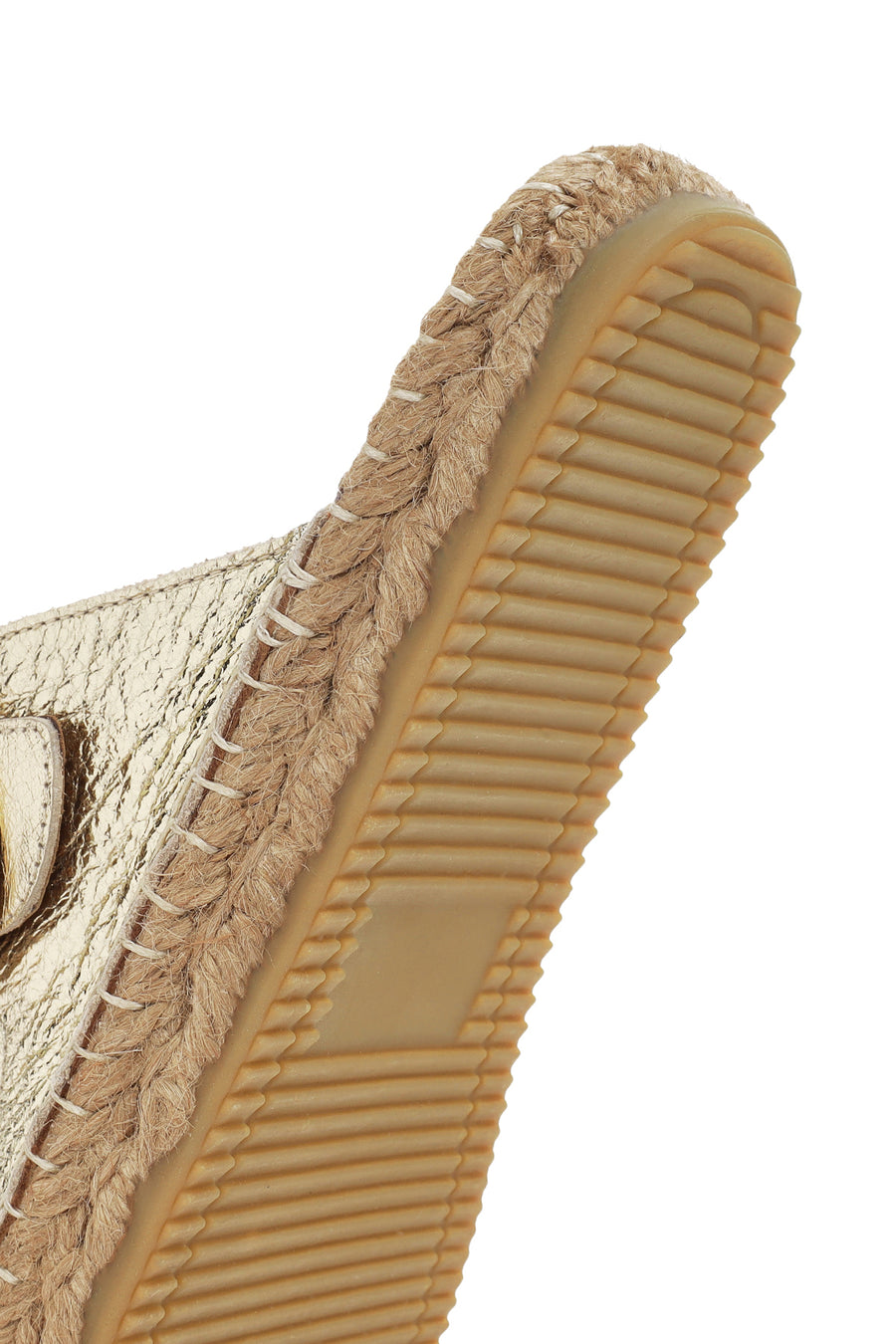 Women's Gold Leather Espadrille Slippers