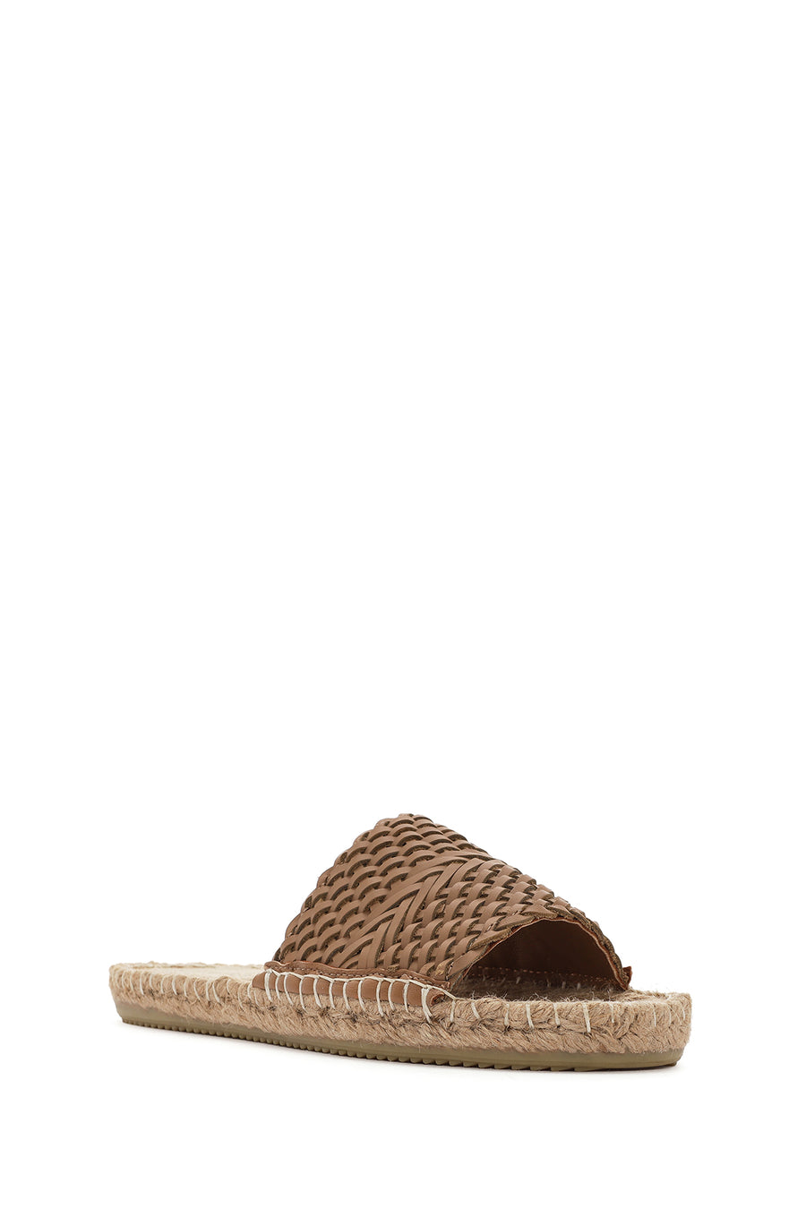 Women's Beige Knitted Leather Espadrille Slippers
