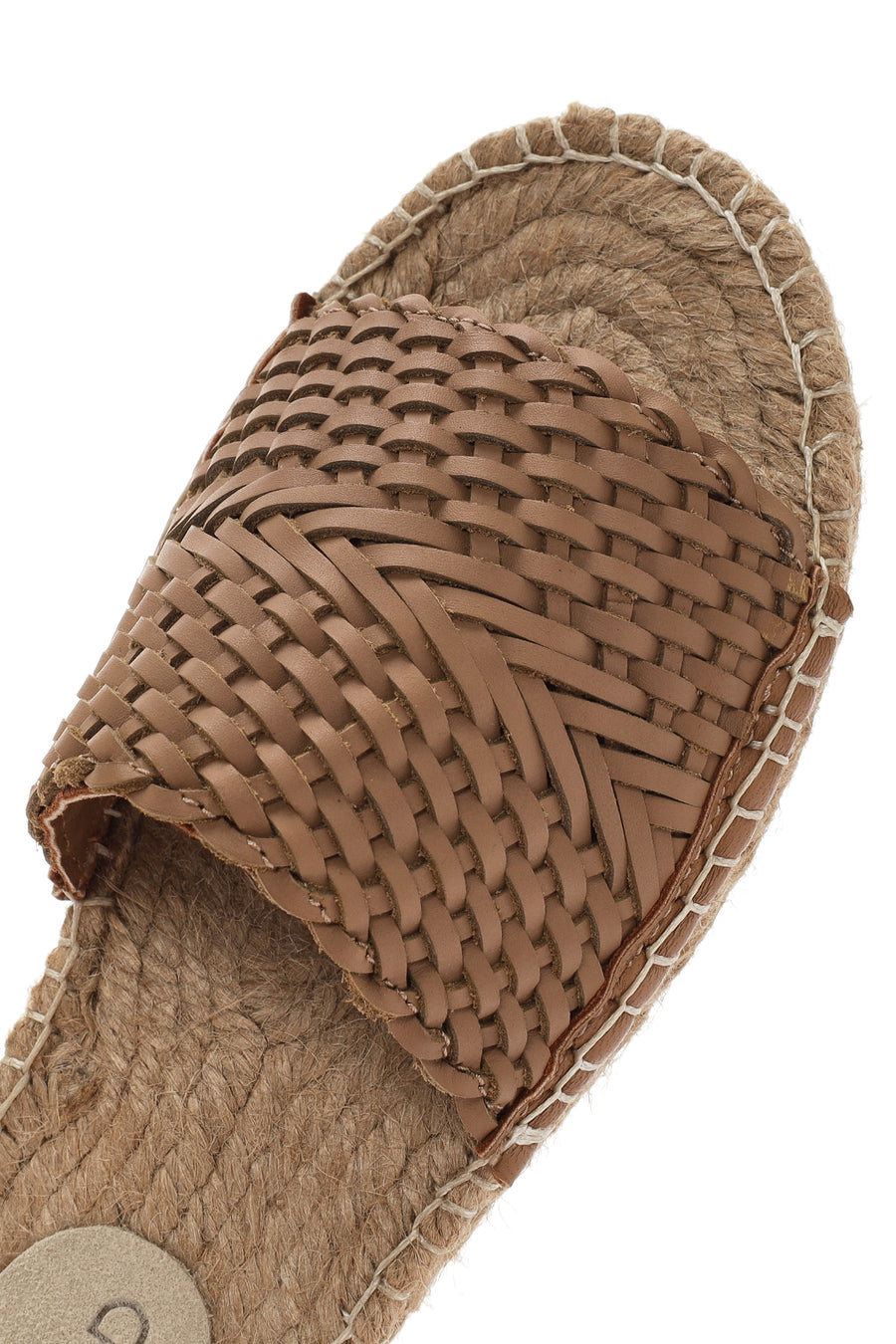 Women's Beige Knitted Leather Espadrille Slippers