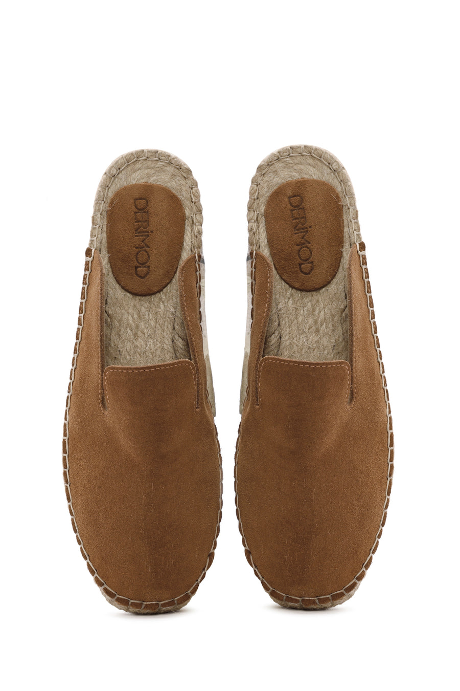 Women's Tan Suede Leather Espadrille Slippers