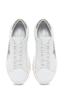 Women's White Lace-Up Leather Sneaker | Derimod