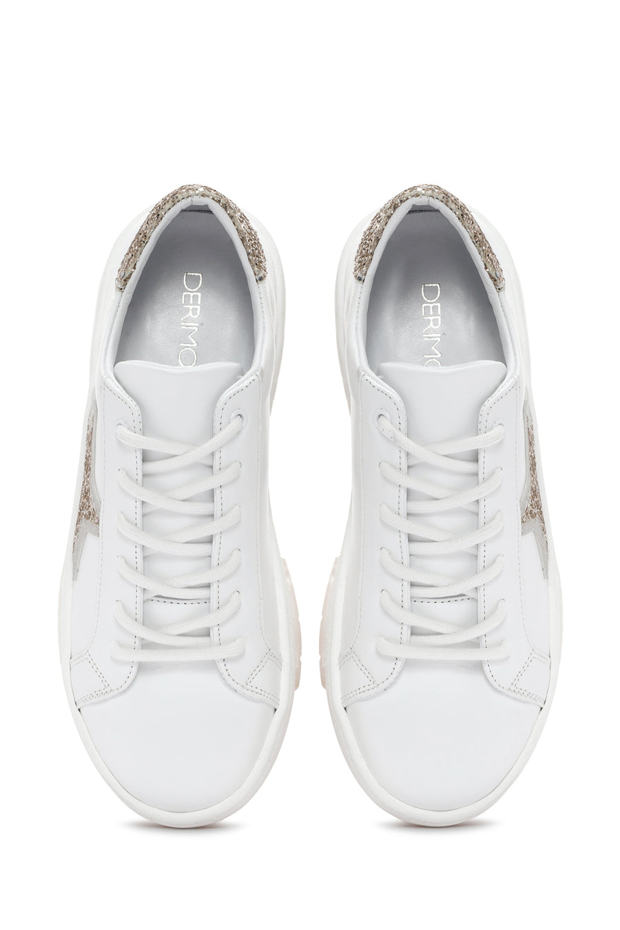 Women's White Lace-Up Leather Sneaker
