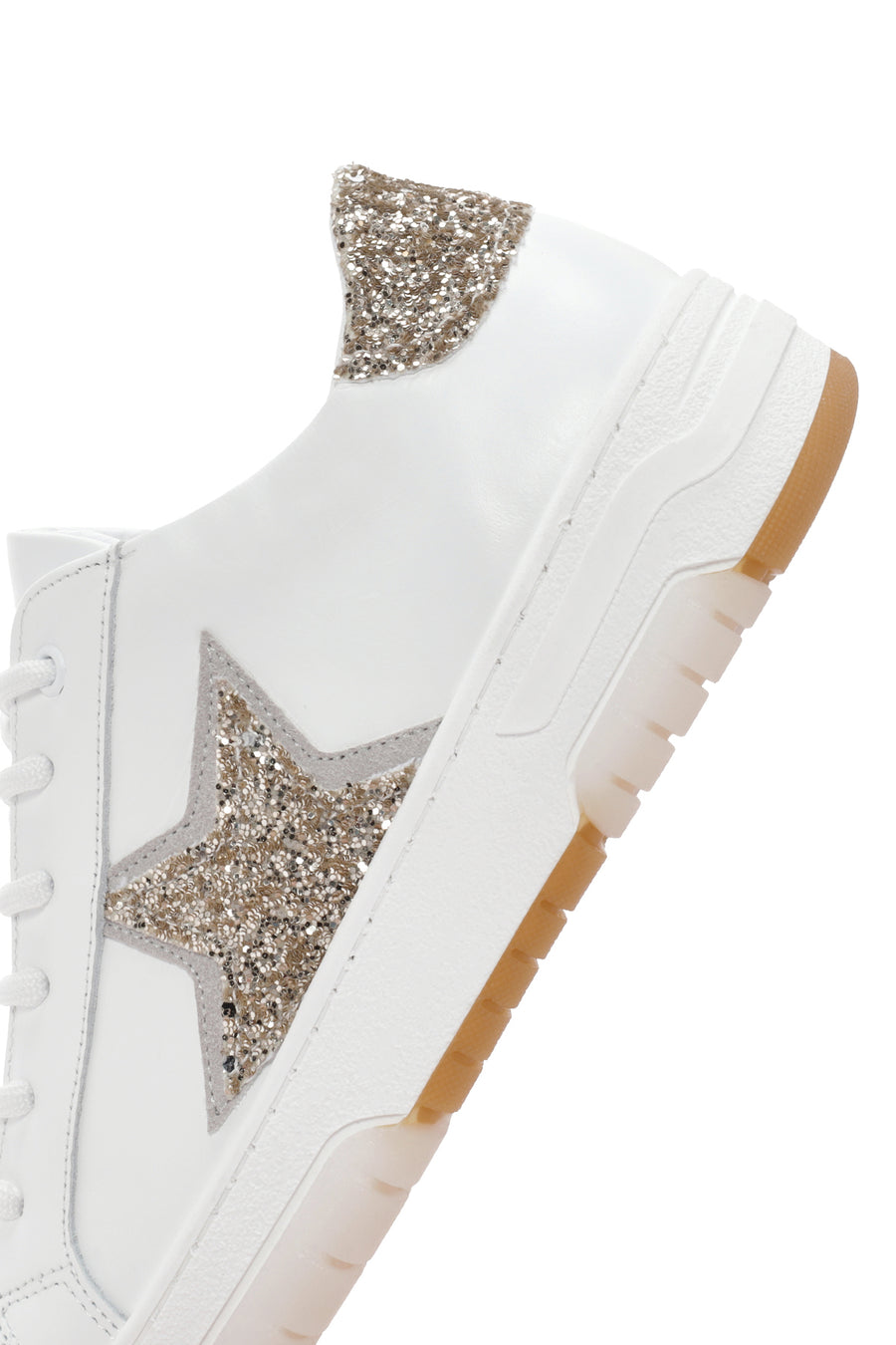 Women's White Lace-Up Leather Sneaker
