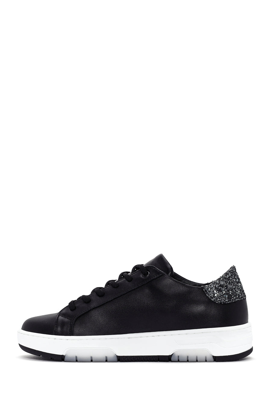 Women's Black Lace-up Leather Sneaker