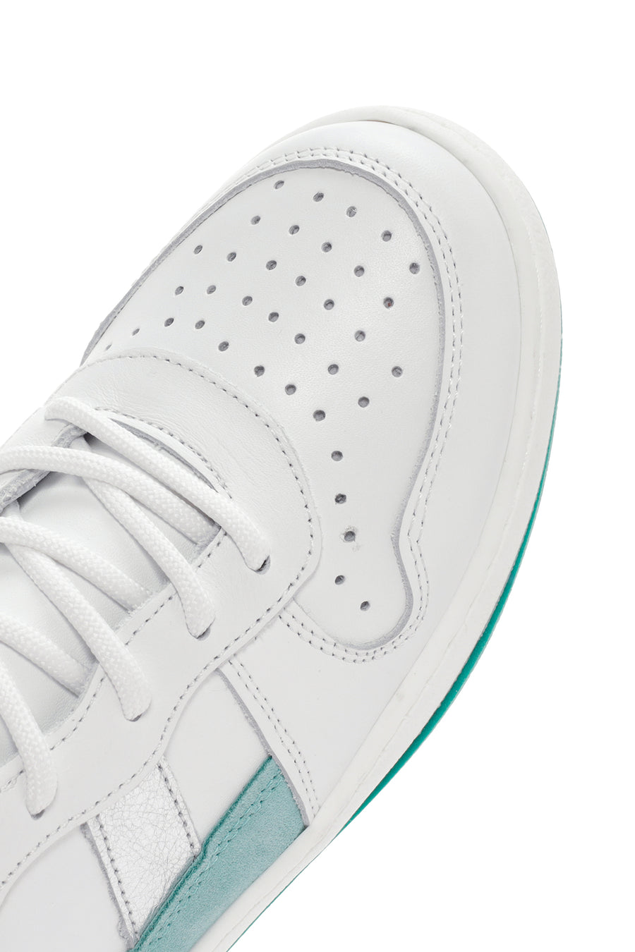 Women's White Lace-Up Leather Sneaker