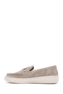 Women's Gray Suede Leather Casual Loafer | Derimod