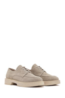 Women's Gray Suede Leather Masculine Shoes | Derimod