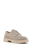 Women's Gray Suede Leather Masculine Shoes | Derimod