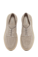 Women's Gray Suede Leather Masculine Shoes | Derimod
