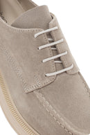 Women's Gray Suede Leather Masculine Shoes | Derimod