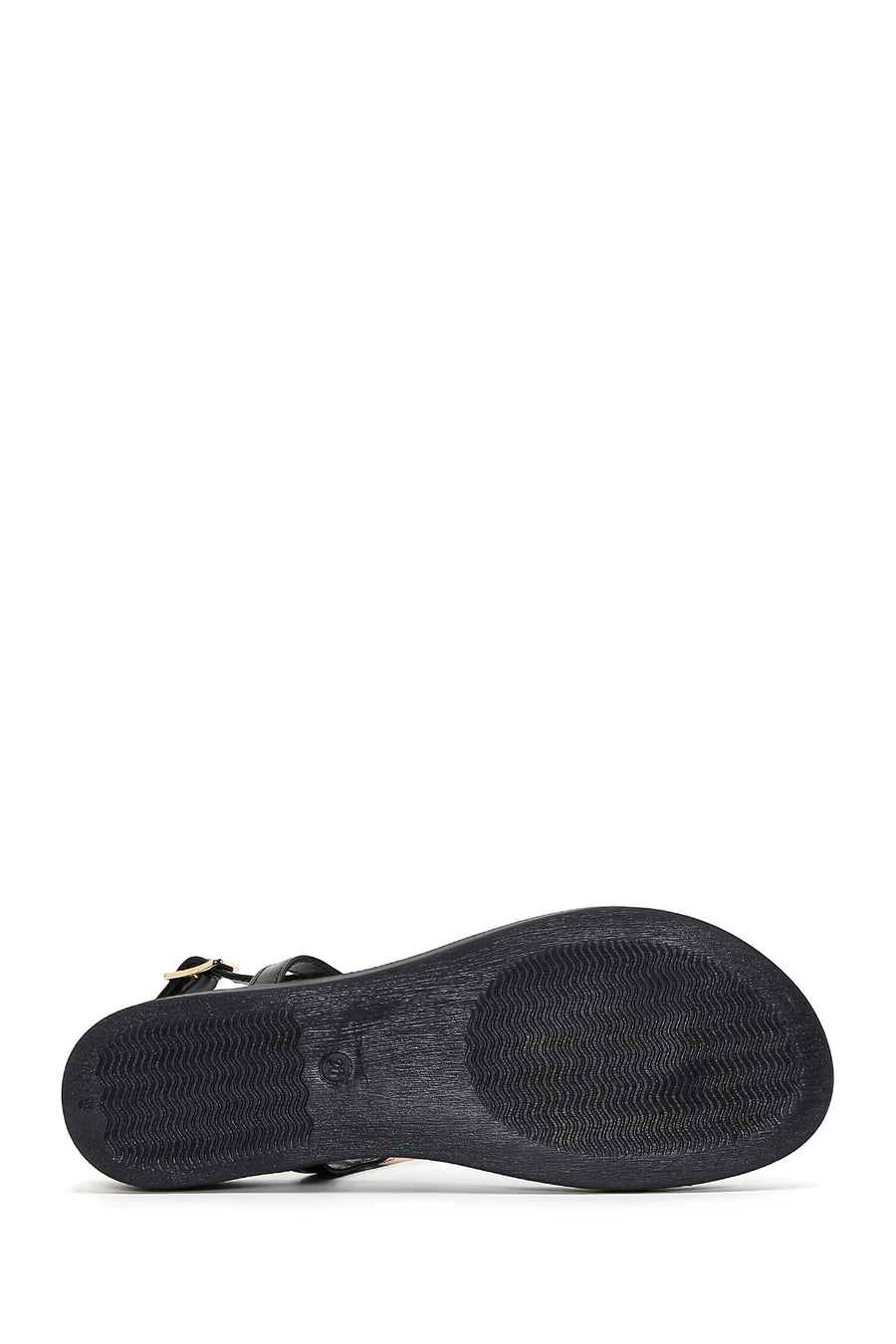 Women's Black Ankle Strap Flip Flop Leather Sandals