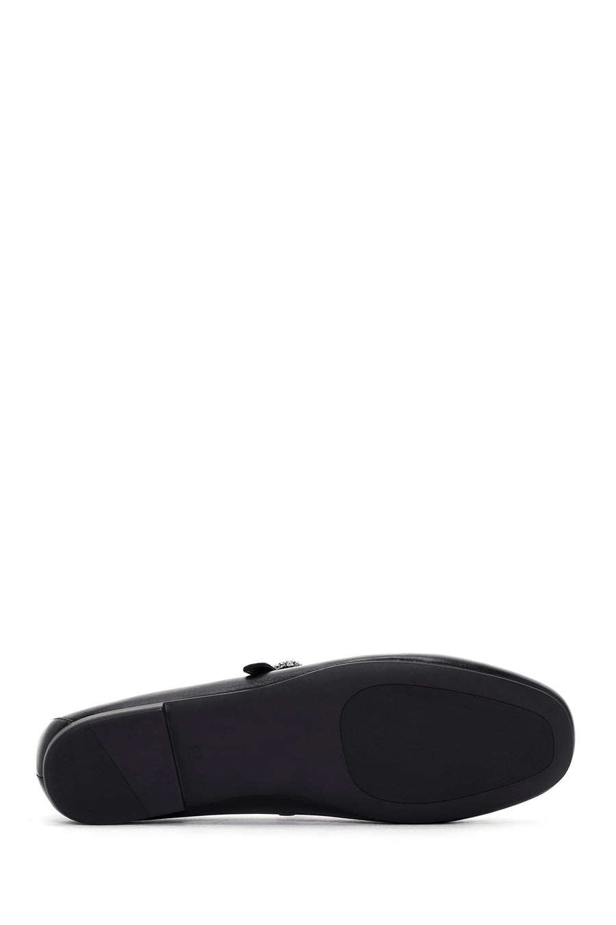 Women's Black Straped Stoned Leather Ballerinas