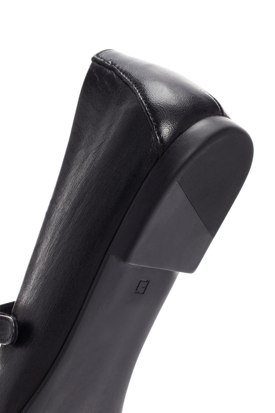 Women's Black Straped Stoned Leather Ballerinas